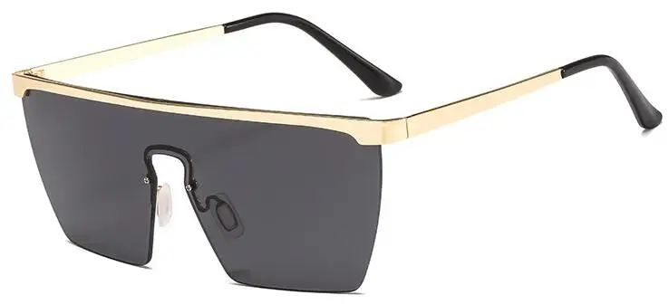 gold gray Новые женские солнцезащитные очки с плоским верхом, большие женские солнцезащитные очки с градиентом, черные солнцезащитные очки - Цвет линз: gold gray
