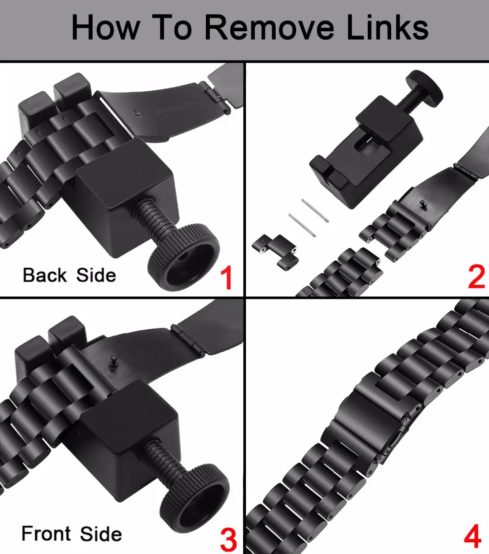 

Quick Release Stainless Steel Watchband + Tool for Fitbit Versa Fitness Smart Watch Band Wrist Strap Link Bracelet Black Silver