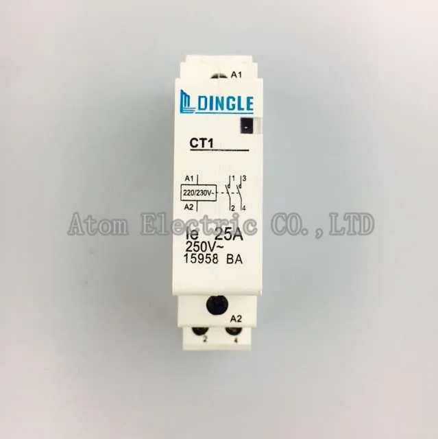 CT 2P 25A 220V внутренний маленький однофазный контактор переменного тока 220V тип направляющей два нормально открытый 25A 2P dingle бренд