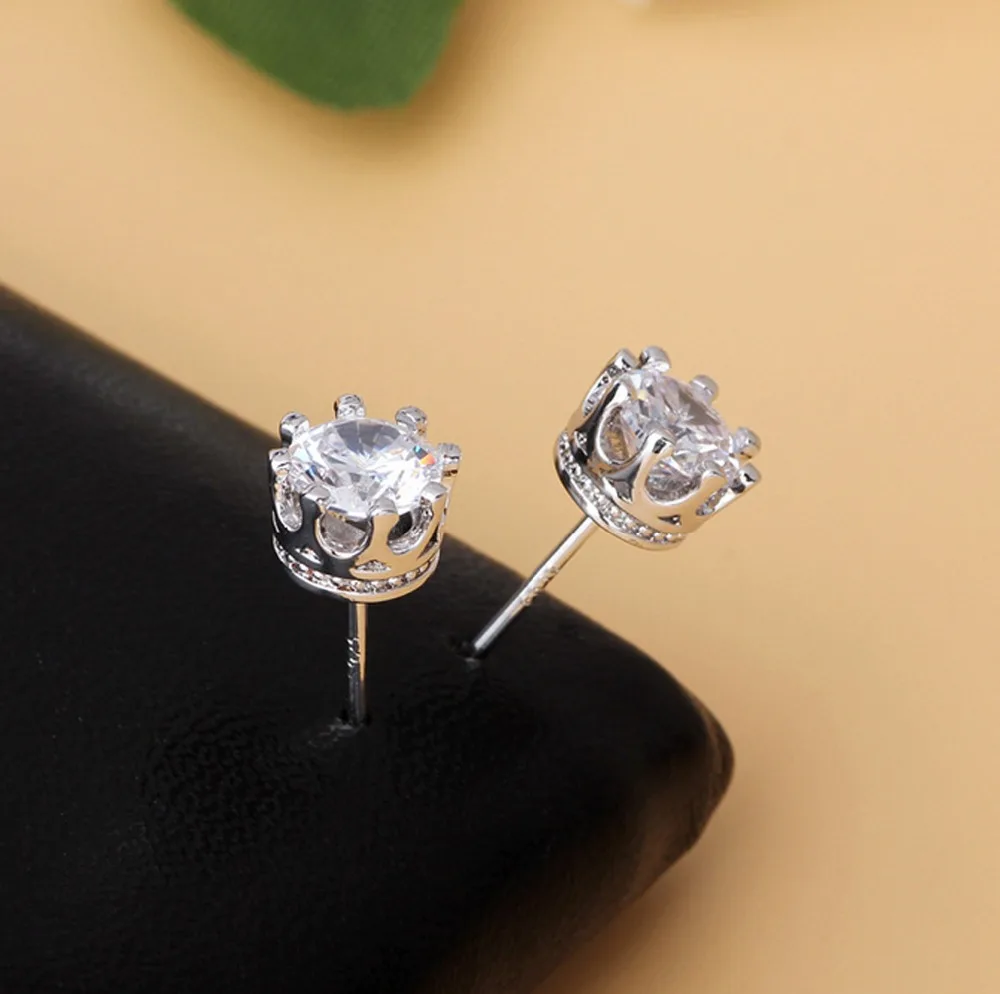 Женские серьги в форме сердца гвоздики короны с кристаллами из