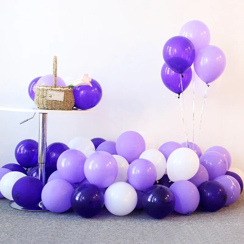 10pcs12inch Globos фиолетового цвета Macaron конфетти латексных воздушных шаров с Happy День