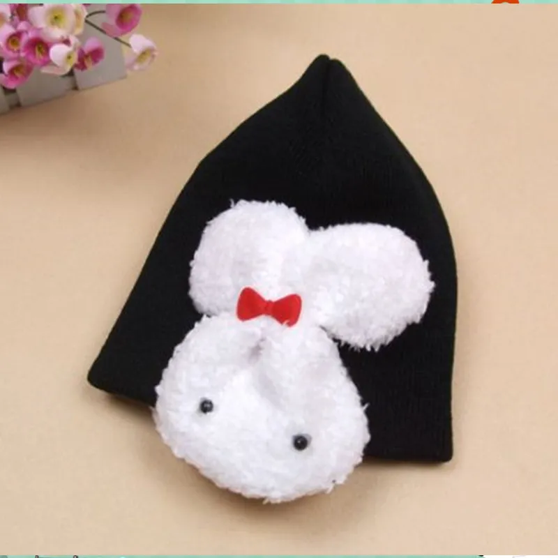 Новая детская вязаная шапка с рисунком кролик для маленьких мальчиков и девочек
