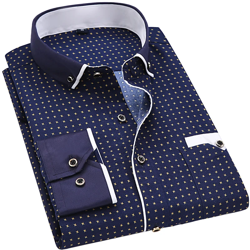 Мужские модельные туфли Slim Fit Стиль модный принт повседневная мужская рубашка с