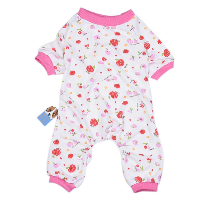 Cotton Jumpsuits Pink cherry pattern clothes for Pet Dog Cute Cherry Design Soft Cloth Puppy Clothing Clothes|dog puppy clothing|dog dogsjumpsuit dog
