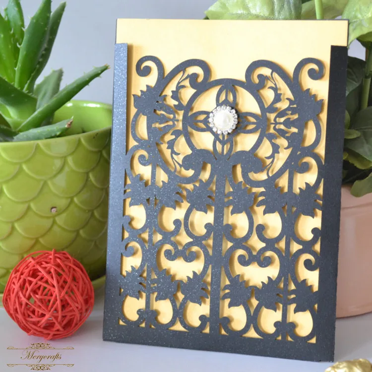 

MR032 Unique paper crafts birthday cards with diamond laser cut invitations