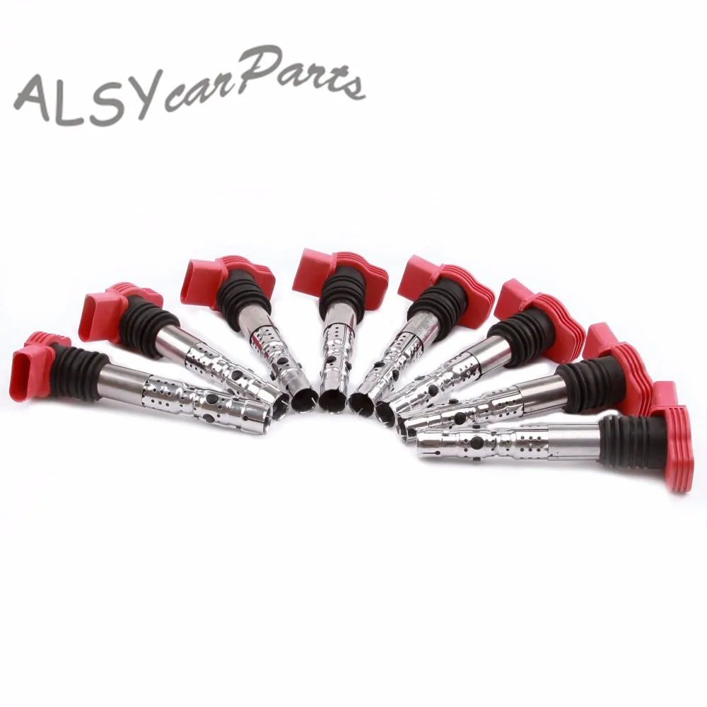 Новые Красные катушки зажигания UF483 для Audi A4 Avant Cabrio S8 Quattro A6 A8 S4 S6 3 0 L V6 ASN BBJ CP294 5C1470