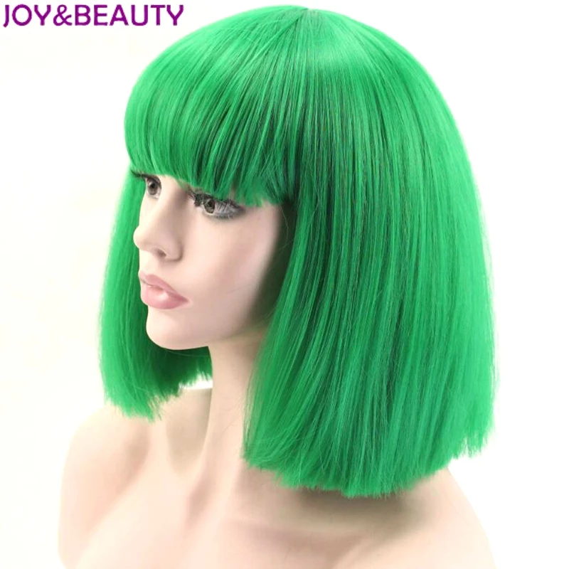 JOY& BEAUTY короткие прямые синтетические волосы косплей парик зеленый/красный цвета 14 дюймов высокая температура волокно женские вечерние парики