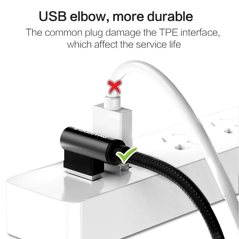 Micro USB кабель SmartDevil 90 градусов Microusb Android Быстрая зарядка L шнур данных зарядное устройство адаптер для Xiaomi samsung Планшеты кабели