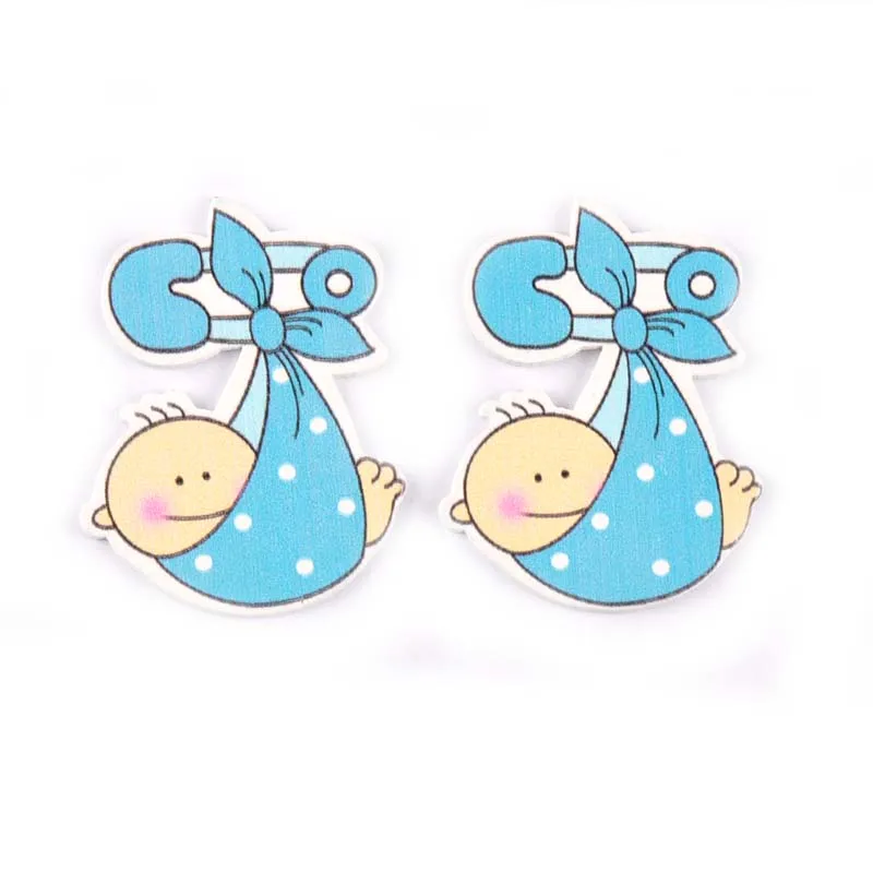 20 шт Детские окрашенные синие/розовые поделки из дерева для скрапбукинга