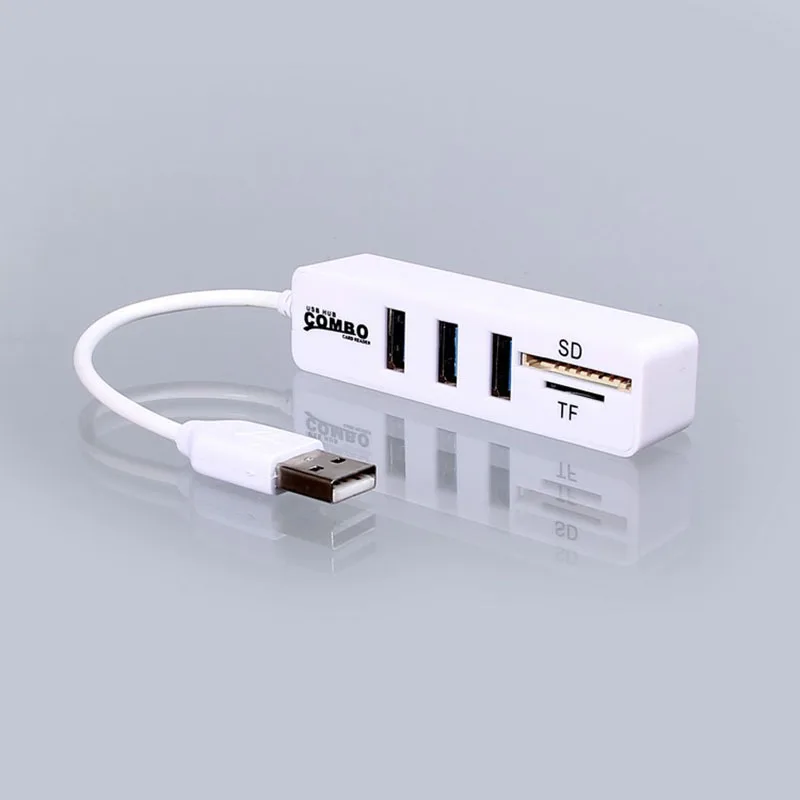Новейшие комбинированные 3 USB2.0 концентраторы MicroSD SD TF USB2.0 MicroUSB универсальный картридер дизайн для портативных ПК Notbook Macbook
