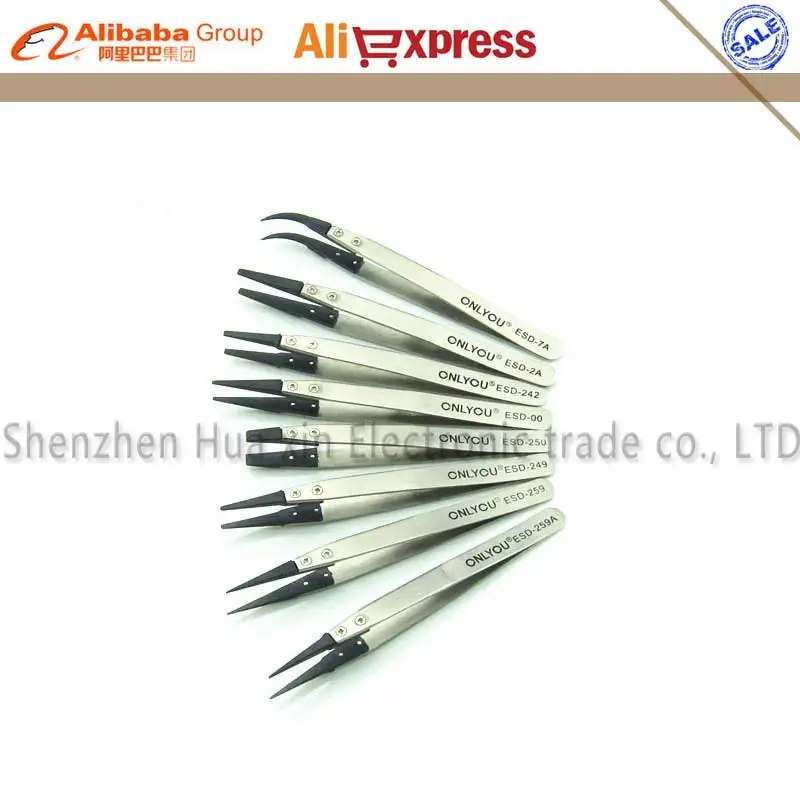Набор высокоточных нержавеющих антистатических пинцетов 8 шт./лот ESD со сменной