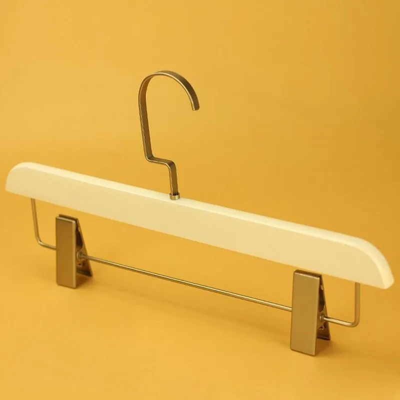 

50pcs Retro White Wood Clothes Hanger Wooden Slip-Resistant Laundry Pants Trousers Skirt Clip Hangers Rack ZA4851