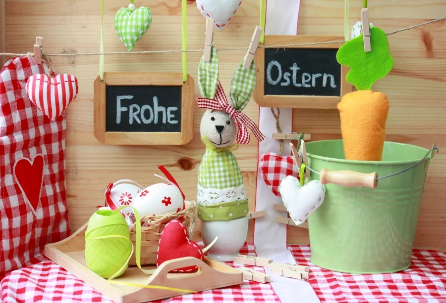 Laeacco Frohe Ostern счастливый Пасхальный день яйца кролик любовь сердце деревянная