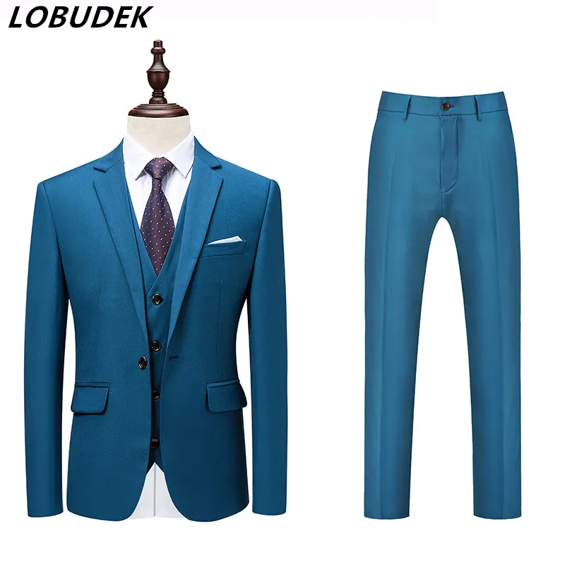

Jacket pants vest Bridegroom Formal Men's Suit Male Singer Host Stage Performance Set Wedding Party Dresses Fashion Suits