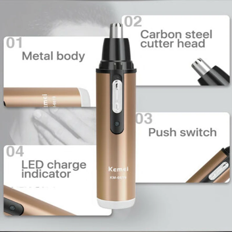 Перезаряжаемый триммер для удаления волос в ушах 1 шт. водостойкий туалета и