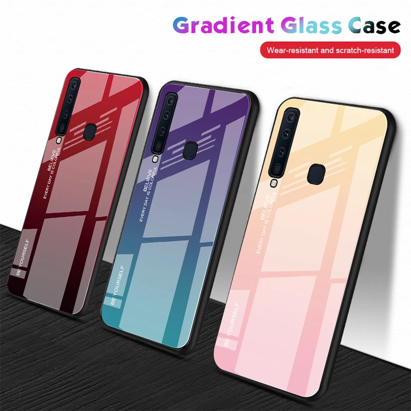Чехол для Samsung Galaxy A9 A7 A8 A6 Plus 2018 чехлы A5 2017 J8 J4 J6 S9 S8 Note 8 9 стеклянный ударопрочный
