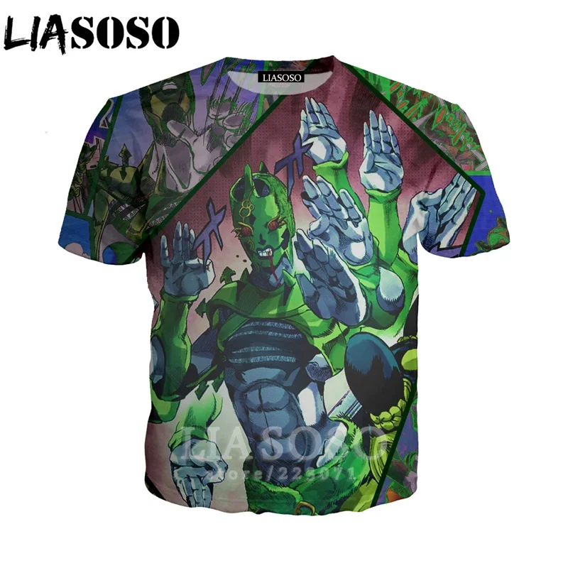 LIASOSO лето для мужчин женщин Kujo Jotaro Толстовка 3D принт аниме JoJo Необычные Приключения Футболка короткий рукав Топ пуловер B051-01 - Цвет: 25