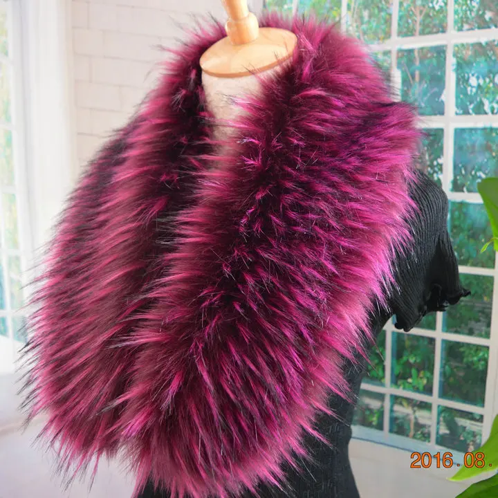 Воротник из искусственного меха енота цветной шарф для мужчин и женщин меховой