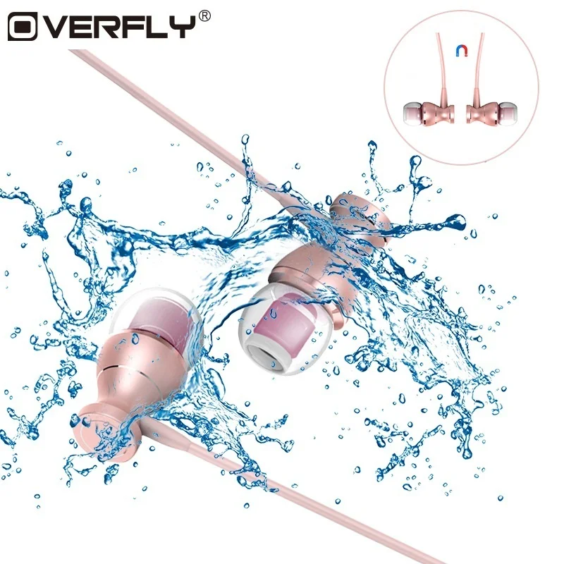 Overfly магнитные наушники вкладыши Тяжелый Бас Звук анти пот спортивные с