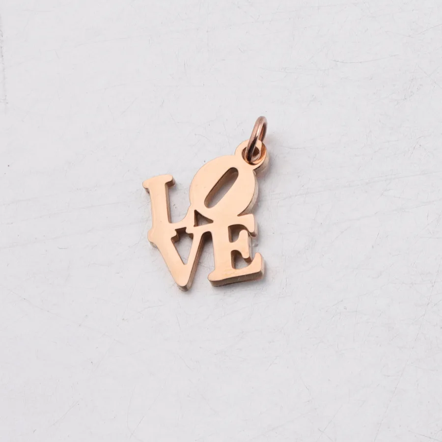 

Jaymaxi 16 * 19mm Love Charms Highly Polished Small Pendant DIY Accessories Stainless Steel Love Words Pendant 5Pieces/lot