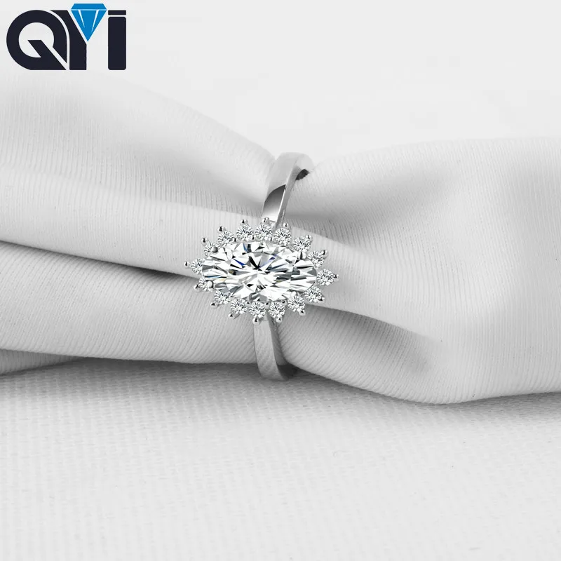 QYI серебро 925 пробы роскошные кольца 1 карат женские обручальные ювелирные