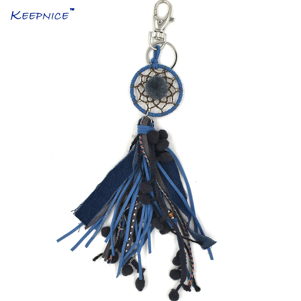 

New Keychains womam Lanyards Keys Ring Key Finders Bag Rings Bag Chain Leather Tassel Pompoms dream catcher Pendant Keychains