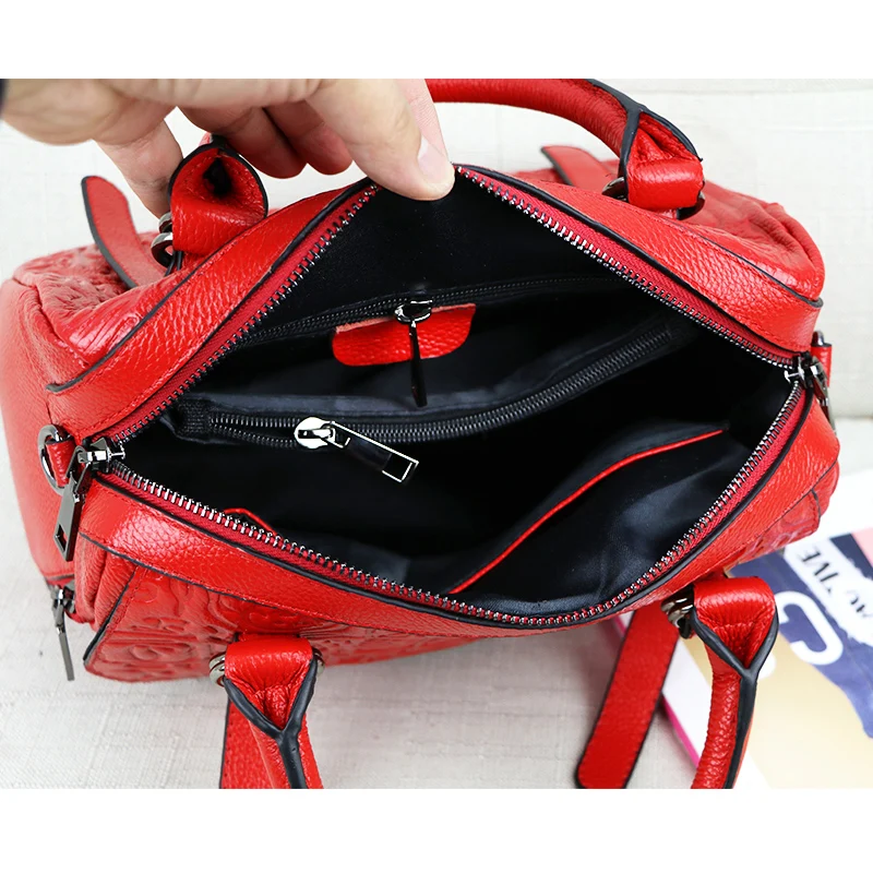 2018 Oracle тисненая кожа Для женщин Бостон мешок мода и уникальный дизайн женские