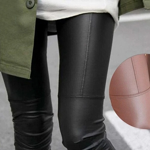 Женские брюки из искусственной кожи Классические облегающие в стиле рок-панк |