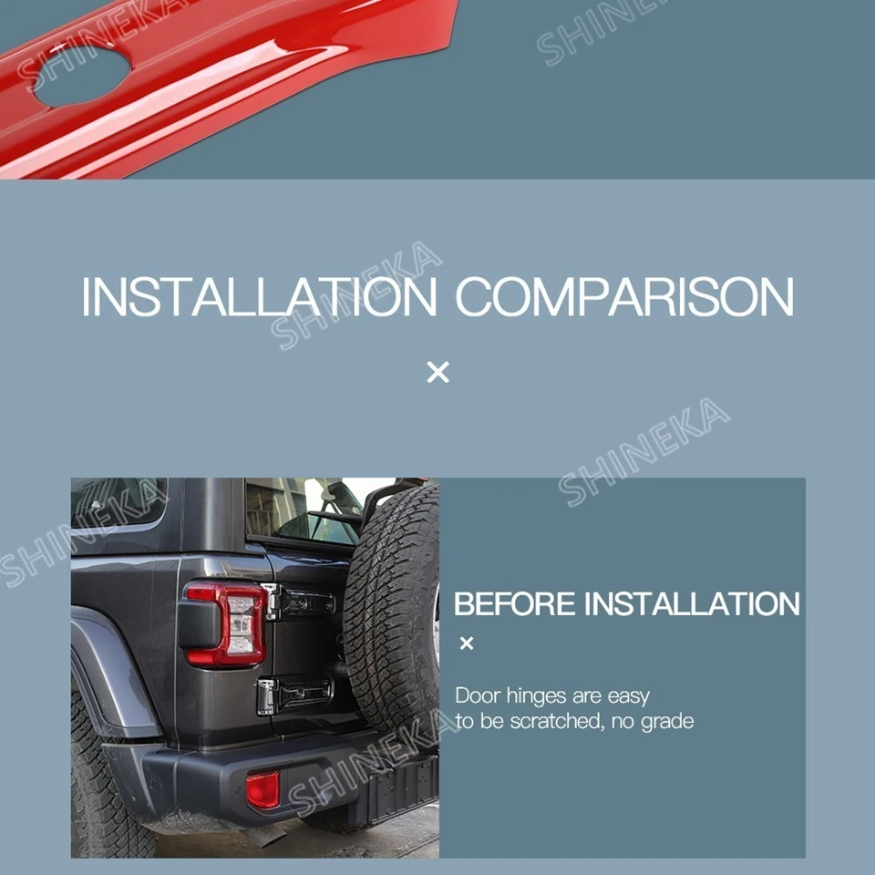 SHINEKA автомобильные наклейки для Jeep Wrangler багажника двери багажника шарнирные крышки 3D ABS Наружные молдинги для Jeep Wrangler JL