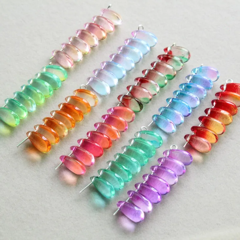 8*14 мм 10 шт./упак. Разноцветные Подвески в форме капли воды Хрустальные стеклянные