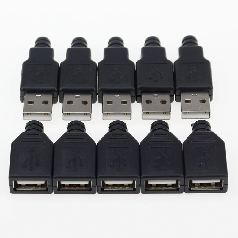 IMC hot New (5pcs Male+5pcs Female) USB 4 Pin Plug Socket Connector With Black Plastic Cover | Обустройство дома