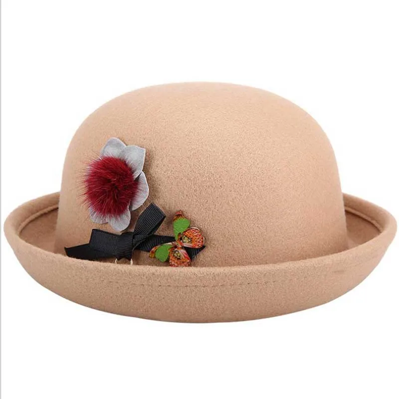 Новинка 2017 прекрасный красный весна осень старинные купола фетровых женские