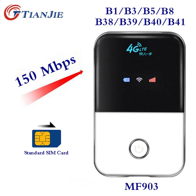 MF903 TIANJIE 150 Мбит/с 3G/4G LTE wifi роутер CAT4 карманный мобильный широкополосный точка доступа беспроводной wifi роутер модем с слотом для sim-карты - Цвет: MF903