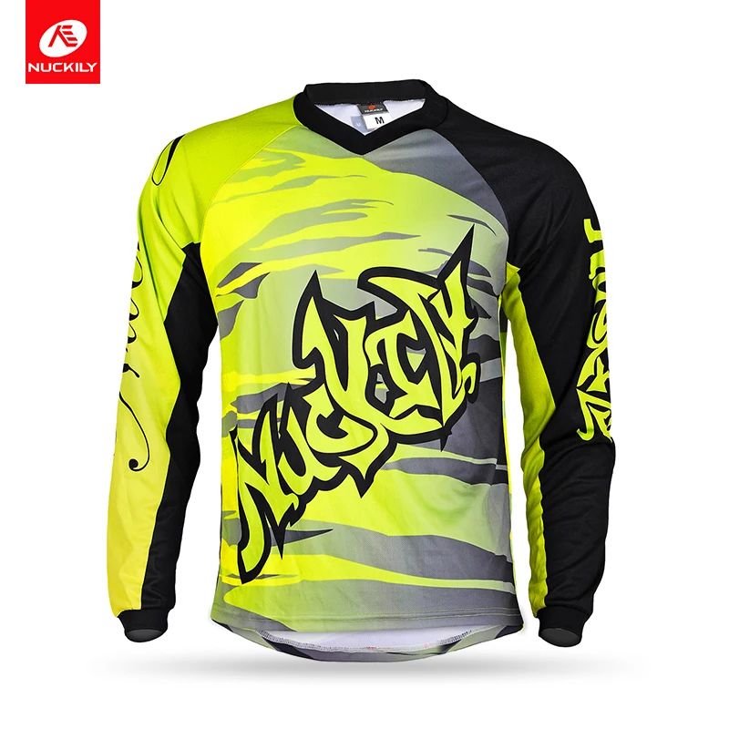 NUCKILY Summer MTB Jersey Long Sleeve V-neck Road Bike For Men | Спорт и развлечения
