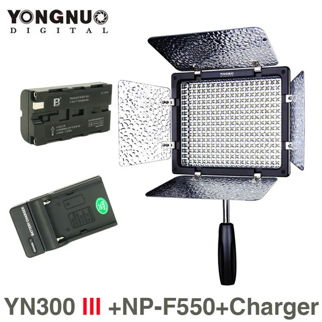 

Светодиодсветильник Yongnuo YN300 III 5500K CRI95 с аккумулятором NP-F550 и зарядным устройством