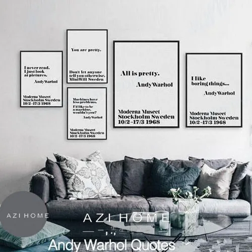 Черно-белые в скандинавском стиле миниманилистичое оформление Andy Warhol цитаты о