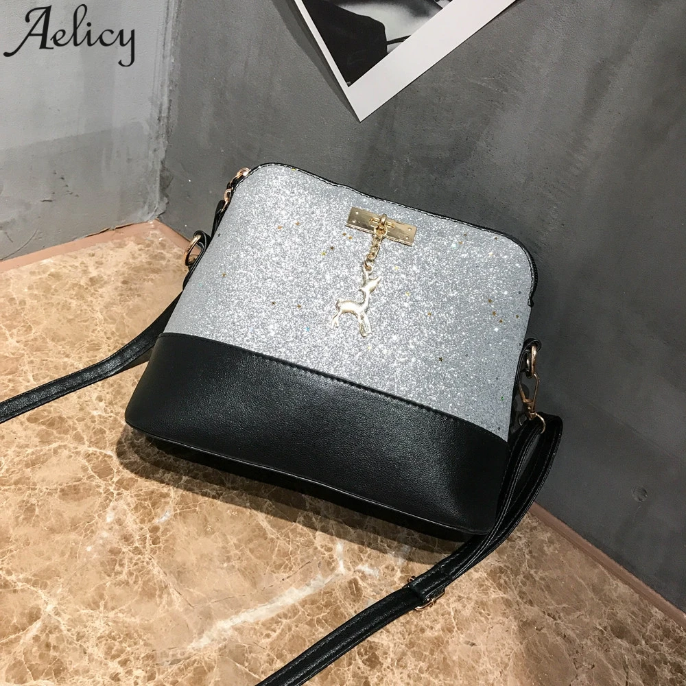 Aelicy, женский модный кошелек на молнии с блестками, маленький кожаный кошелек с оленем, сумка для мобильного телефона, сумка на плечо, женская сумка-тоут, сумки-мессенджеры