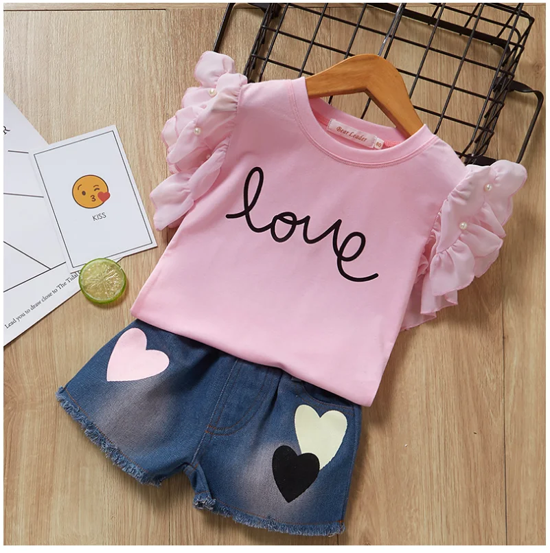 2 шт. детские летние шорты с цветочным принтом круглым вырезом и