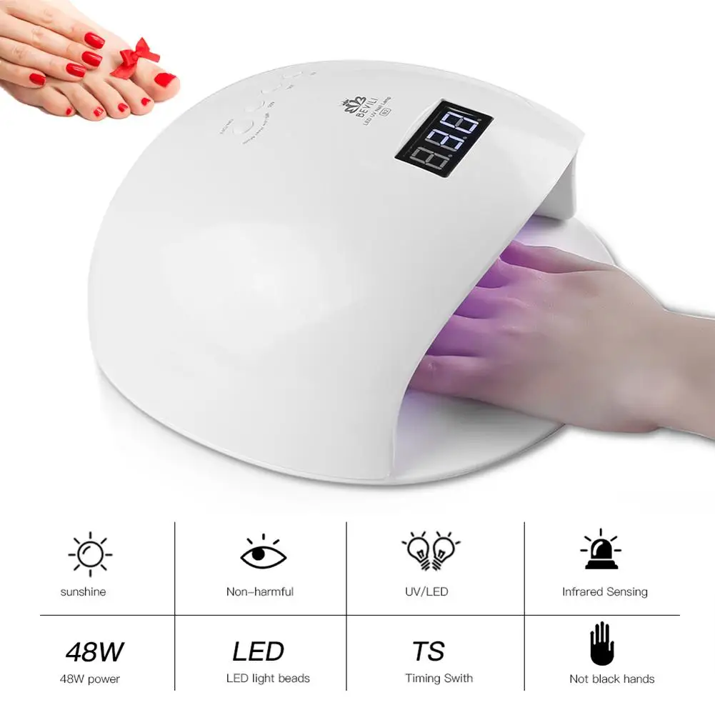 60 Вт УФ LED Сушилка для ногтей лампа отверждения с датчиком и таймером гель-лака