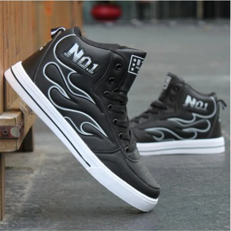 NEW Spring Autumn New Men's lace-up Shoes Fashion PU Leather Mens hip hop Casual Black/White High Top zapatos Hombre | Обувь