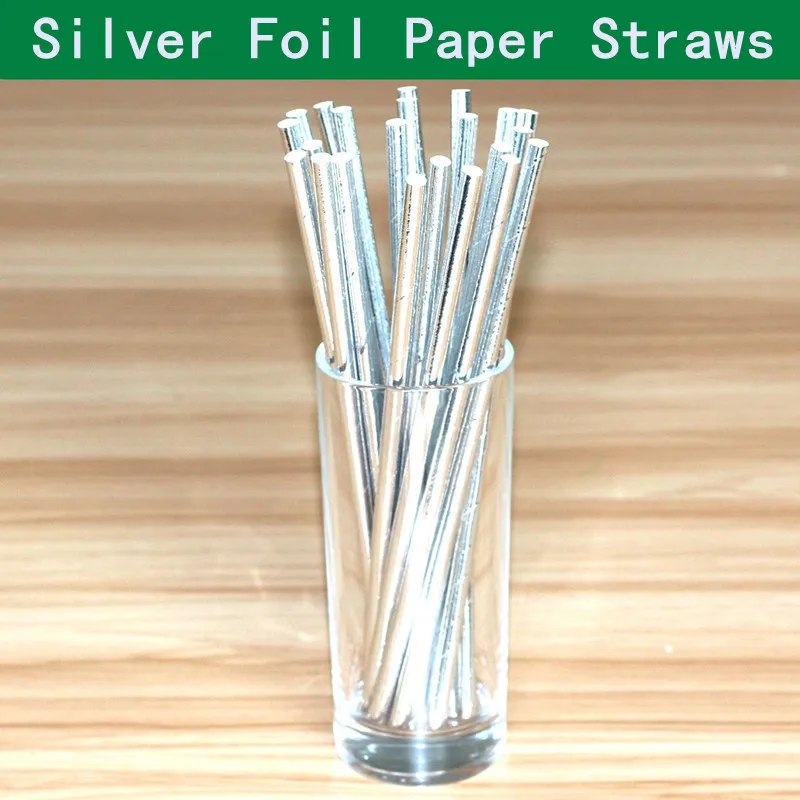 

100 Pcs Pick Colors Plain Metallic Silver Foil Paper Straw,Solid Silver Paper Drinking Straws,Wedding,Christmas,Party,Cheap,Bulk
