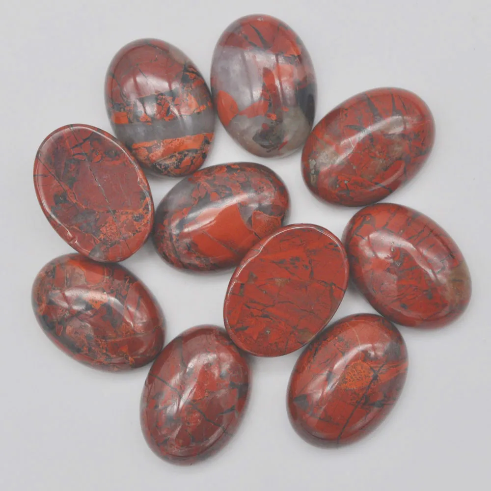 Breciated Jasper 18x13 мм натуральный кварц/фиолетовый кристалл/опал/Лапис/тигровый глаз/Песчаник/Howlite/камень Сердолик Овальный Кабошон ювелирные изделия 10 шт./лот - Цвет: Breciated Jasper