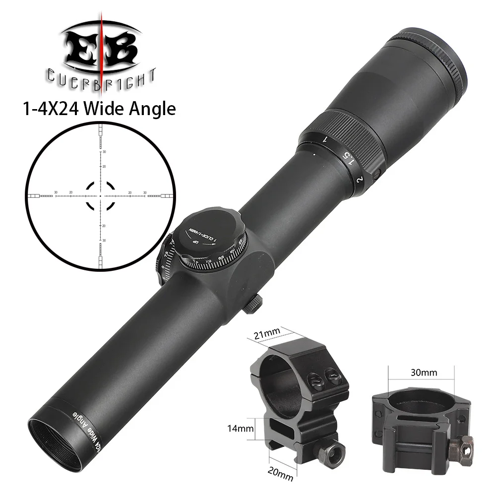 30mm-Picatinny-Med EB 1-4X24 Компактный Тактический прицел FFP оптические прицелы первая фокальная плоскость стеклянный охотничий прицел широкий угол для винтовки - Цвет: 30mm-Picatinny-Med