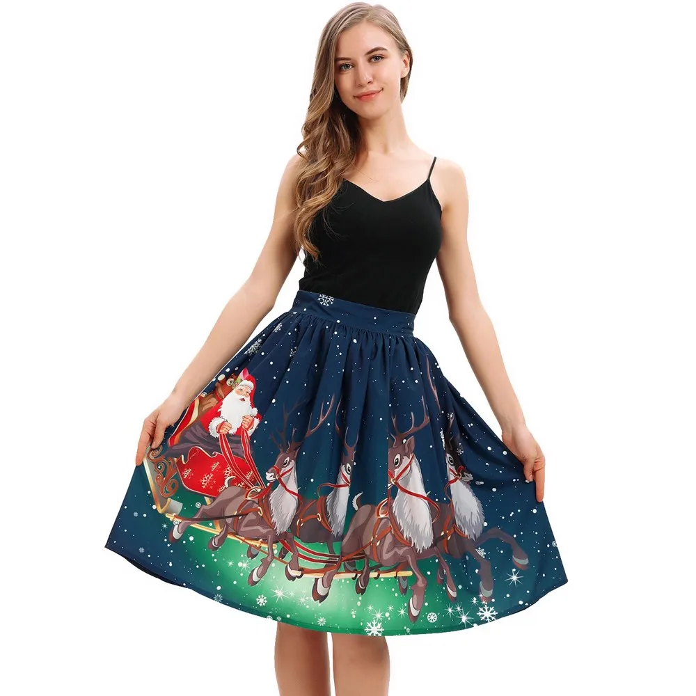 BU JAYCOSIN S/M/L/XL, Женская юбка, повседневная, Рождественская, с завышенной талией, бальное платье для косплея, Империя, синяя, модная юбка z1102 - Цвет: BU