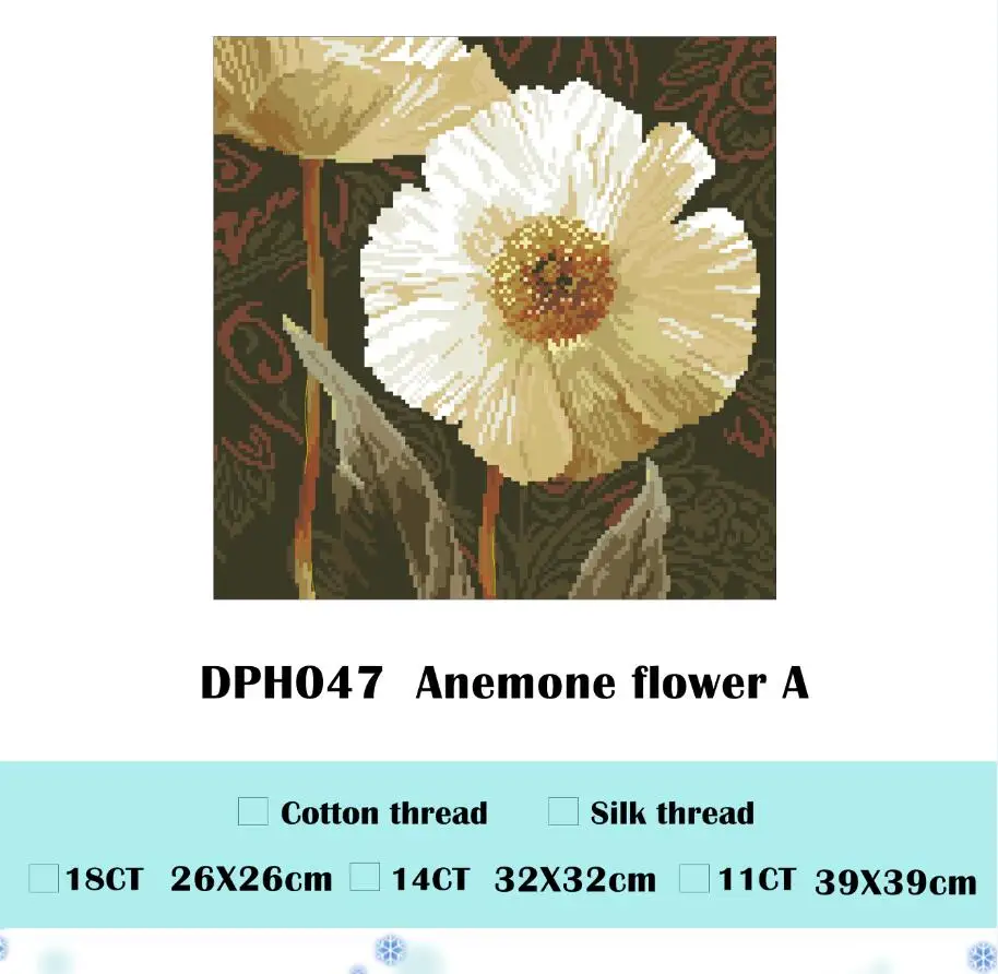 Белый Anemone цветок вышивка крестиком посылка белые цветы растение 18ct 14ct 11ct ткань хлопчатобумажная нить вышивка DIY рукоделие ручной работы - Цвет: Белый