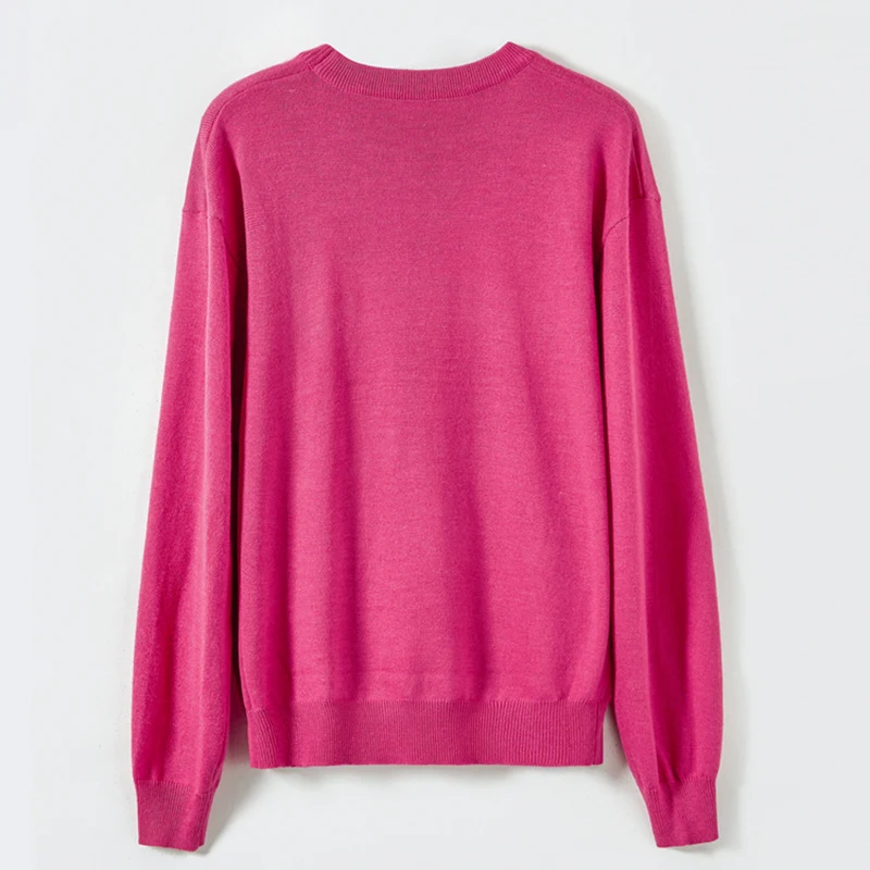 Свитер с круглым вырезом длинным рукавом и вышивкой | Женская одежда