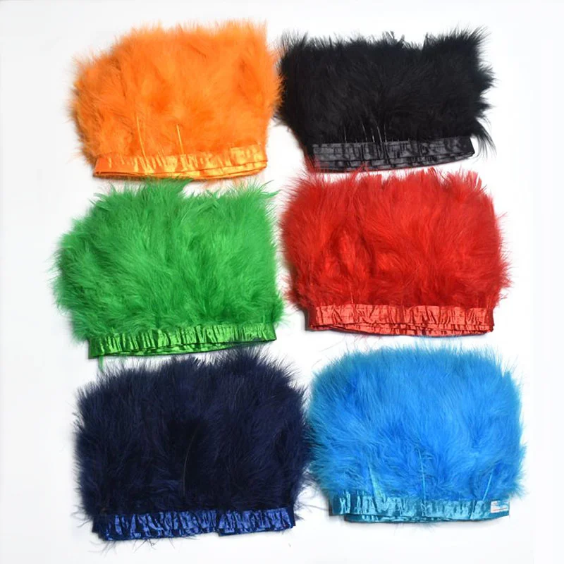 

2 ярда/партия, натуральные пушистые перья марабу, отделка бахромой, 4-6 дюймов, крашеные перья для рукоделия, лента для шитья, одежды, украшени...