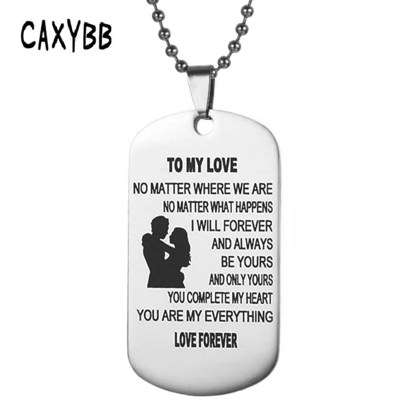 Ожерелье из нержавеющей стали Caxyb to my love пара кулон с биркой для собак подвеска