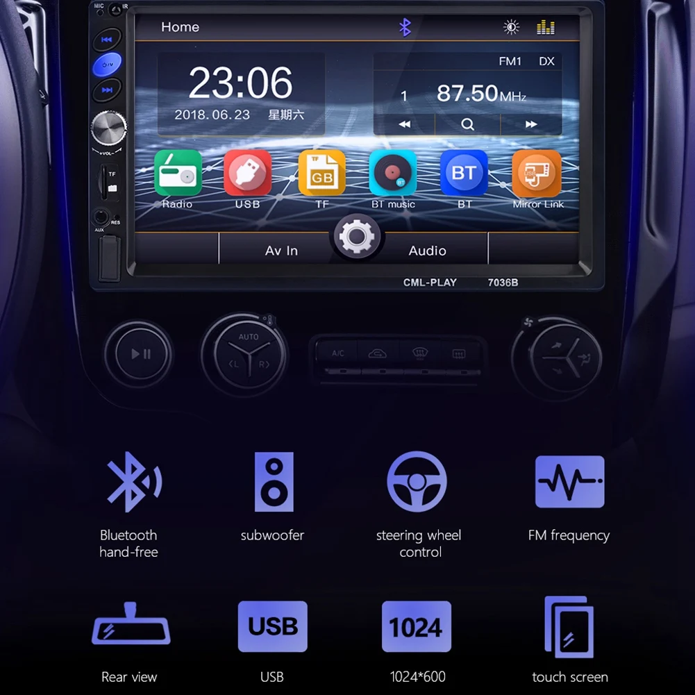 2Din автомобильное радио 7 дюймов нажмите Android плеер сабвуфер Mp5 плеер Авторадио Bluetooth Камера заднего вида магнитофон