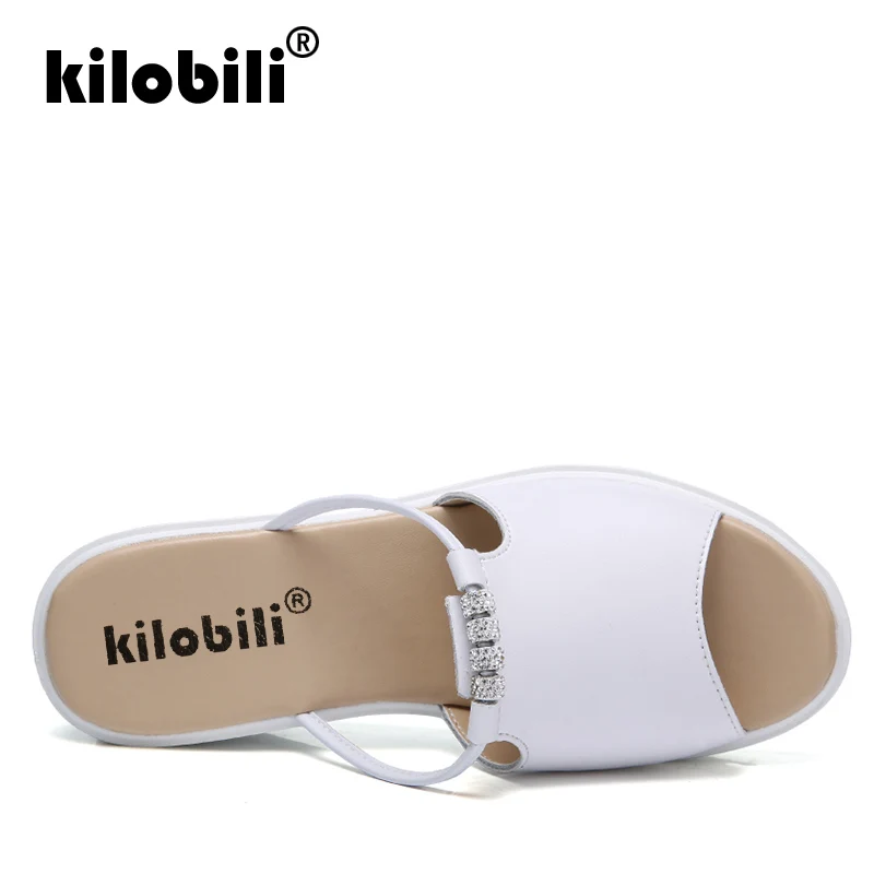 Kilobili/2019 женские Вьетнамки Босоножки на платформе босоножки высоком каблуке с